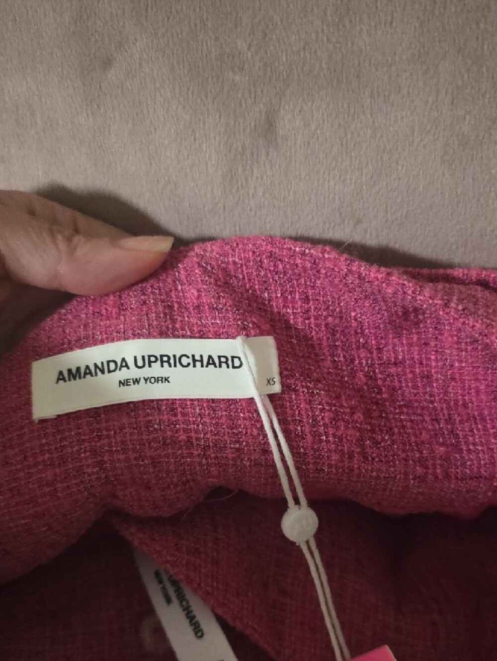 Amanda Uprichard Textured Magenta Wide-Leg Trousers - Picture 3 of 5